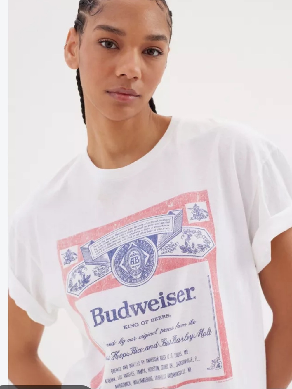 Hybrid Apparel Distressed Budweiser Graphic T-Shirt
